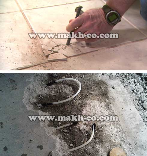 خریب سرامیک کف با نشتی سیستم گرمایش از کف